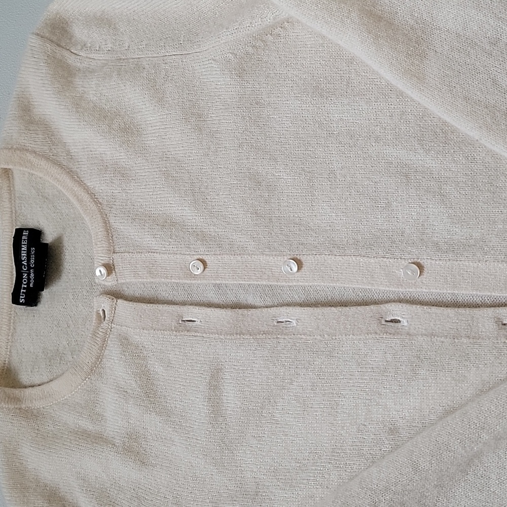 100% Cashmere Ivory Cardigan Sweater - Picture 2 of 6